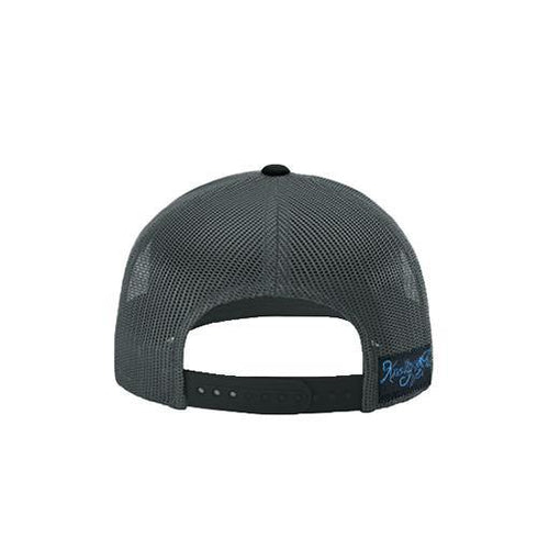 Redfish outline in blue on Black Snapback Hat - KnottyTails